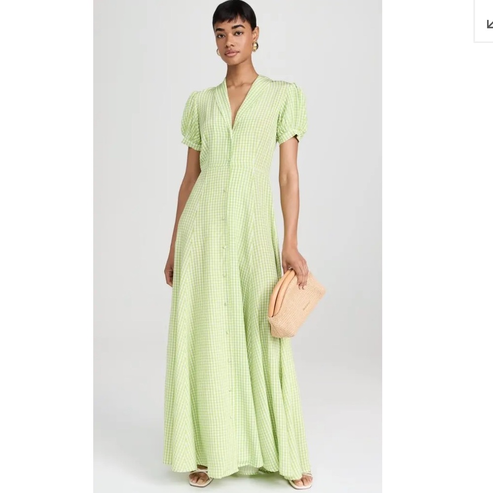 Caroline Constas Gingham Maxi Dress in Pistachio